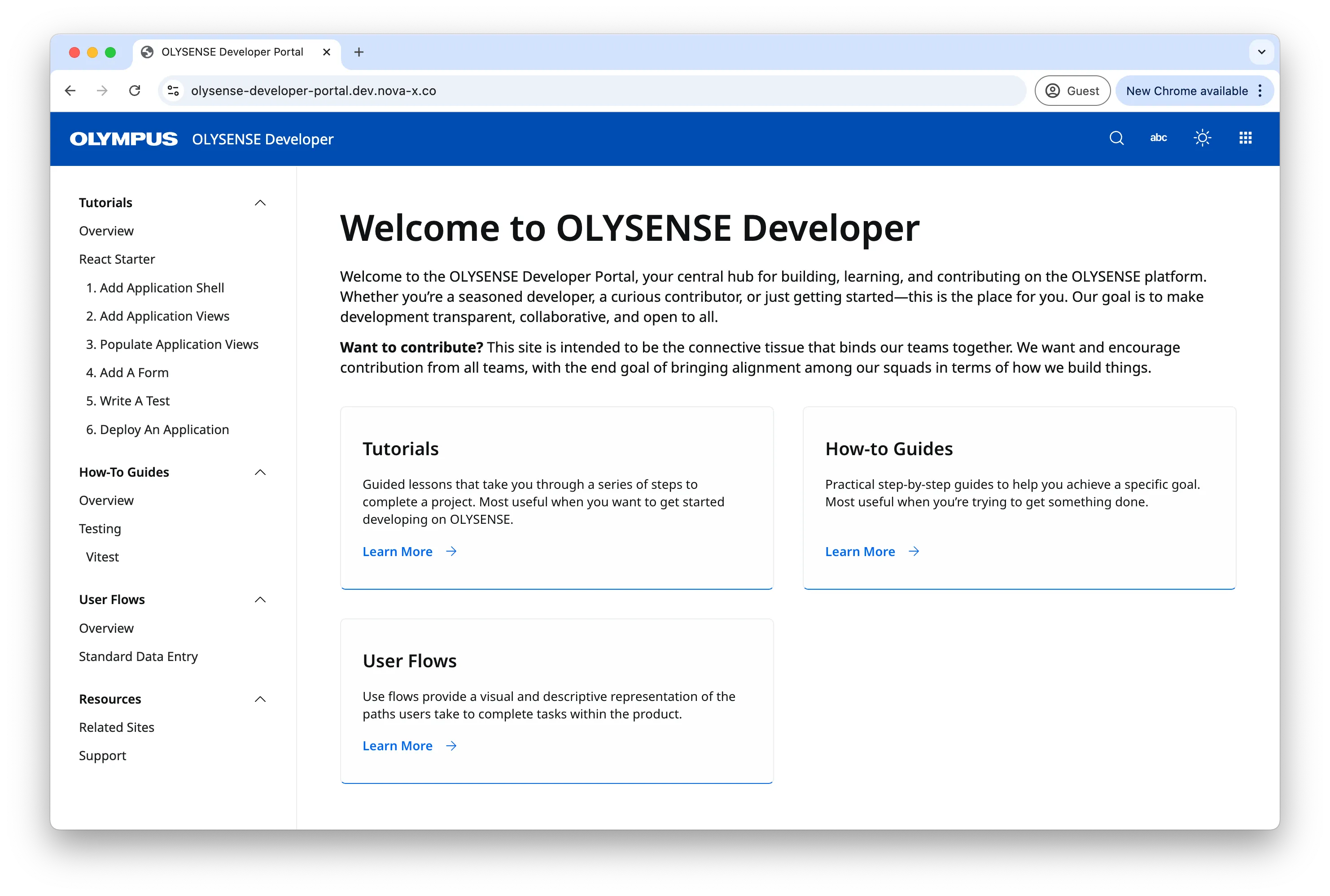 OLYSENSE Developer Portal Home